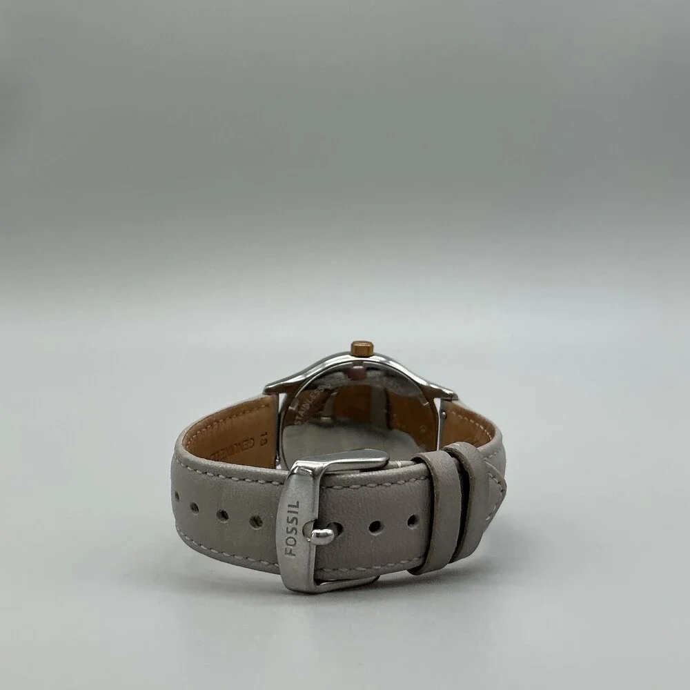 Fossil Suitor Womens Watch 36mm Two Tone Beige Leather Multifunction New Battery